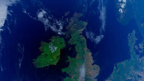 Scotland from Space. UK View from Space Orbit. Blue Planet Earth. Globe Stock Footage 319437751