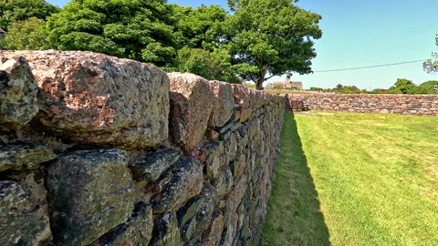 Scotland stone wall passing by Stock Footage 251844252