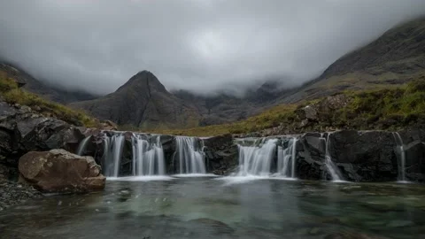 Scotland Timelapse Skye Waterfall Stock Footage 153260394