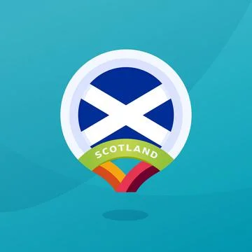 Scotland vector flag map location pin. European football 2020 tournament fina Stock Illustration