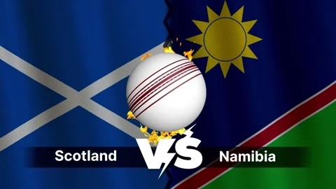 Scotland vs Namibia 4K Animated Cricket Intro with Flags and Ball Motion Stock Footage 311926933