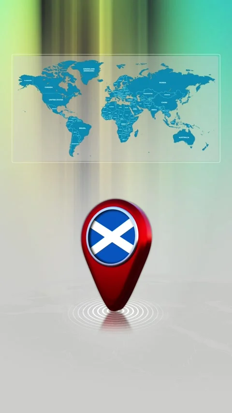 SCOTLAND World Map Pin Location Background Loop Vertical Stock Footage 343194491