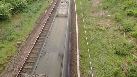 A Scotrail express passenger train on the Glasgow to Edinburgh line. Stock Footage 309958446