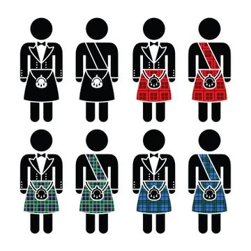 Scotsman, man wearing kilt vector icons set Stock-Illustration