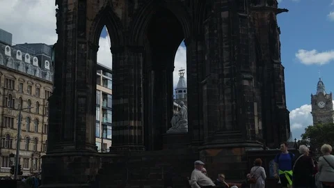 Scott Monument in summer at Edinburgh Stock Footage 115434789