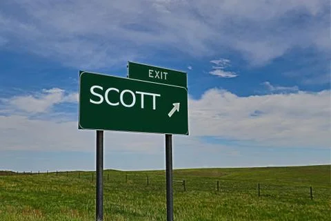SCOTT US Highway Exit Sign Stock Photos