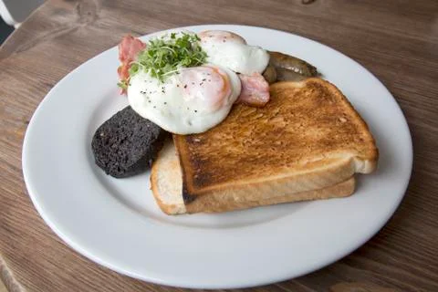Scottish Breakfast in Cafe, Edinburgh Stock Photos