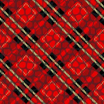 Scottish cage, red celtic. Scottish red checkered background. Scottish patt.. イラスト素材