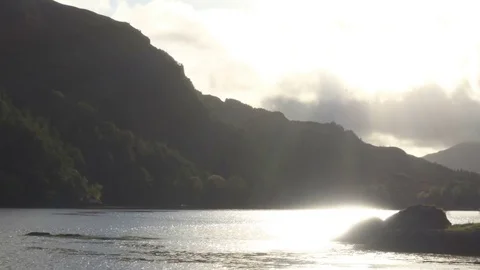 Scottish Castle on the lake at Sunset Stock Footage 85244701