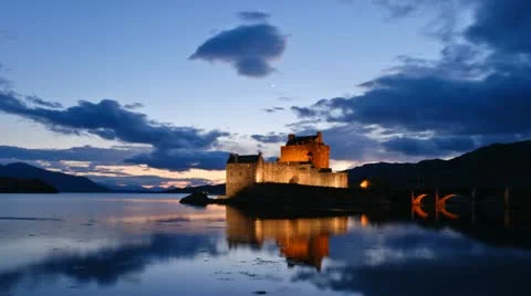 Scottish castle sunset- Timelapse Stock Footage 12614027