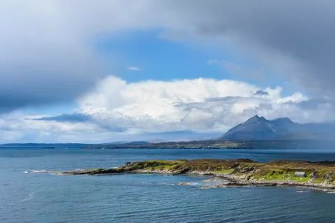 Scottish coast with dramatic cloud formations on the Isle of Skye in Scotland, Stock Photos