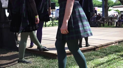 Scottish dancer wait her turn, active feet Video stock 49569472