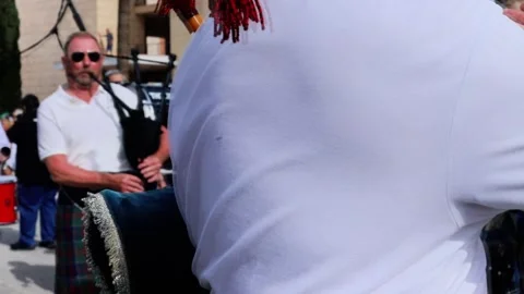 Scottish dancers perform traditional dance at festival Stock Footage 327328455