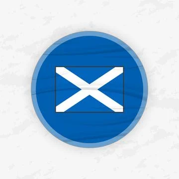 Scottish Flag in a Circular Emblem Design, Abstract Round Sticker Illustratio Stock Illustration