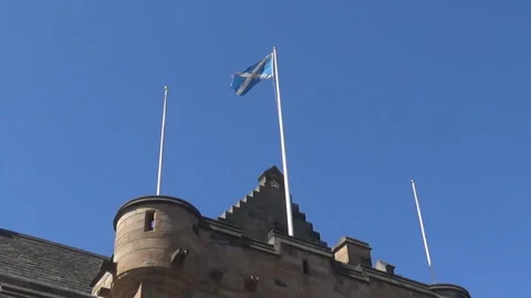 Scottish flag on an old building Stock Footage 91700708