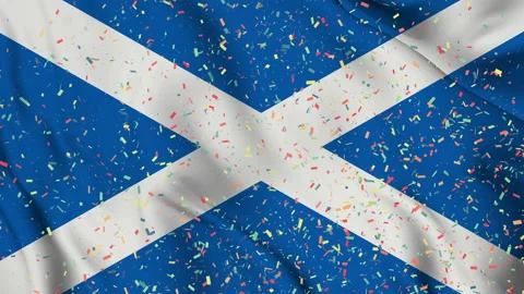 Scottish flag seamless animation with paper confetti Video stock 223343803