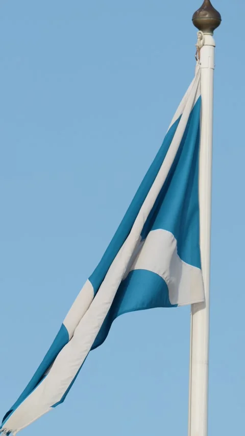Scottish Flag Waving on Flagpole in St Andrews Breeze Vídeos de archivo 317376895