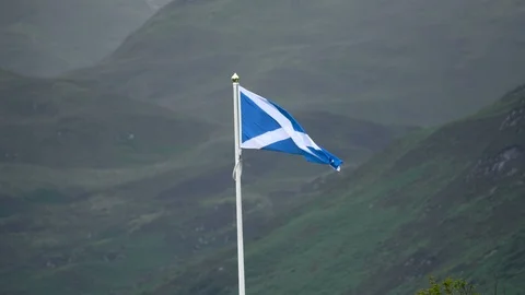 Scottish flag waving in the wind Stock-Footage 86537489