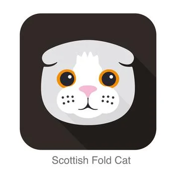 Scottish Fold cat face flat icon design, vector illustration Stock Illustration