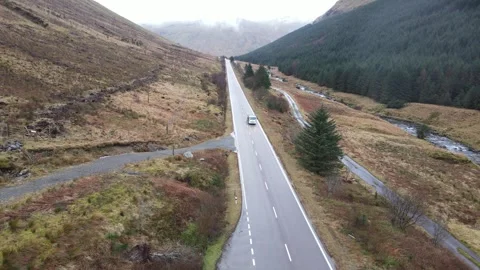 Scottish Highlands traffic on road Stock Footage 337000640