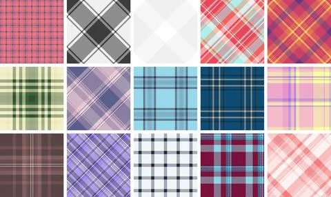 Scottish-inspired plaid collection with rustic checkered designs. Great for.. Stock Illustration