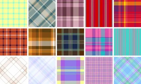 Scottish-inspired plaid collection with rustic checkered designs. Great for.. Stock Illustration