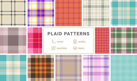Scottish-inspired plaid collection with rustic checkered designs. Great for.. Stock Illustration