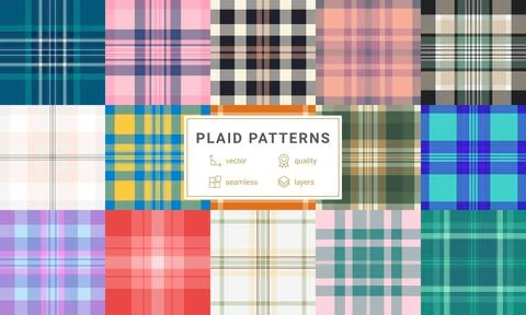 Scottish-inspired plaid collection with rustic checkered designs. Great for.. Stock Illustration