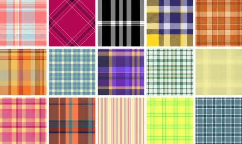 Scottish-inspired plaid collection with rustic checkered designs. Great for.. Stock Illustration