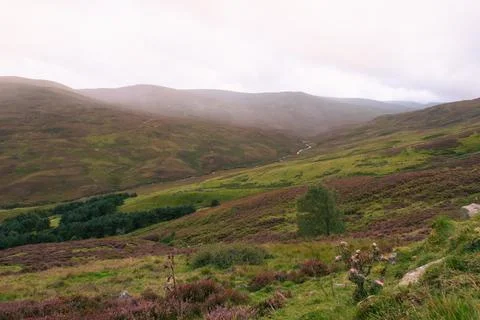 Scottish landscape on road between the small village of Kenmore Stock Photos