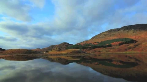 Scottish loch still reflections timelapse Stock Footage 981149