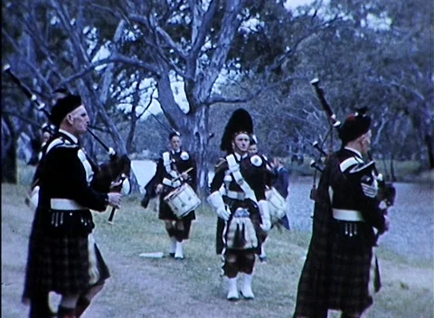 SCOTTISH MARCHING BAG PIPE BAND (1951) Stock Footage 169829787