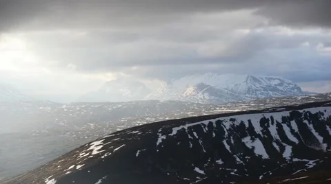 Scottish mountains in winter in Torridon timelapse with sun beams 動画素材 47896699