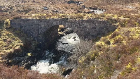 Scottish Outer Hebrides landscape view of idyllic brook stream river flowing Stock Footage 305536112