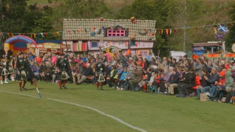 Scottish Pipe Band Marching Stock Footage 95266512