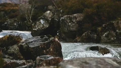 Scottish river close water pan Stock Footage 122122706