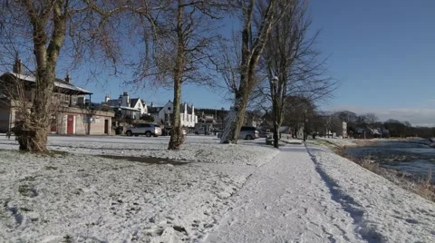 Scottish Riverside in Winter Snow - HD 1080 Stock Footage 60744889