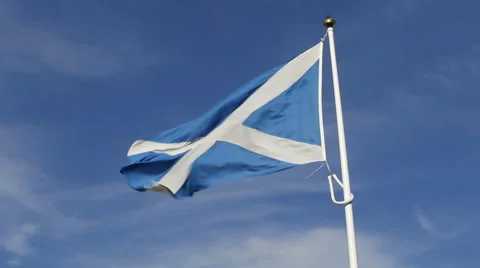 Scottish Saltire blowing in the Wind Stock Footage 64907901