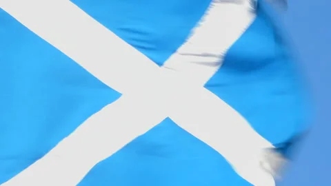 Scottish Saltire flag blowing in the wind. Stock Footage 142215829