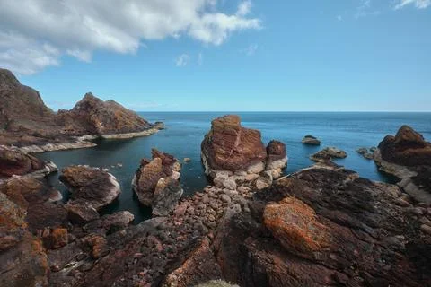 Scottish seashore with cliffs Stock Photos