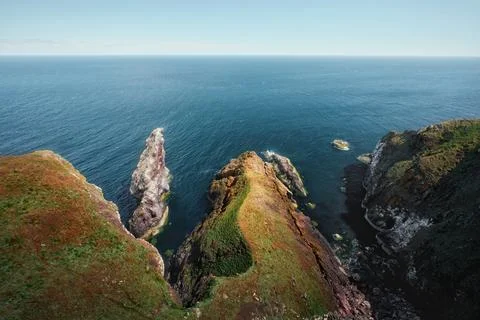 Scottish seashore with cliffs Stock Photos