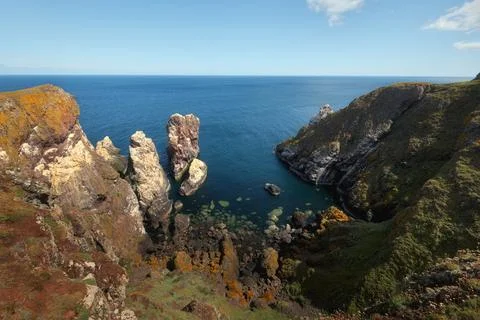 Scottish seashore with cliffs Stock Photos