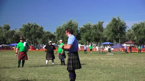 Scottish, stone put, throwing rock Stock Footage 49566087