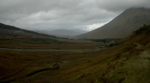 Scottish valley with stormy clouds, West Highland Way 動画素材 45572618