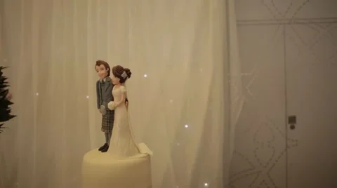 Scottish wedding cake tracking shot tartan Stock Footage 58548690