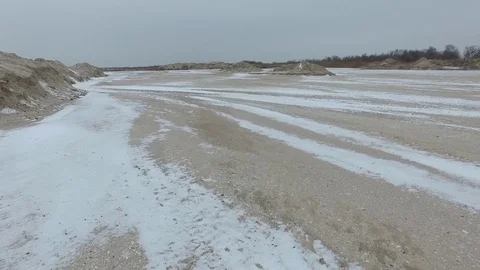 Scour. Winter. The compound of the estuary and the sea. Dried scour Stock Footage 71308212