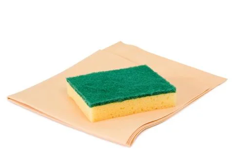 Scouring sponge with cloth Foto stock