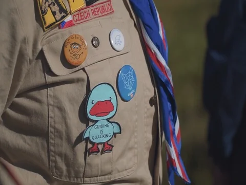 Scout badges on the shirts Stock Footage 104674623