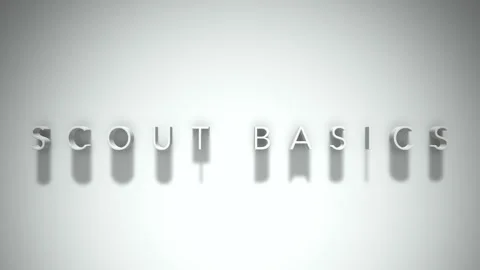 Scout basics 3D title animation white text on a white background Stock Footage 299371101