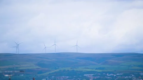 Scout Moor Wind Farm Stock Footage 140985876